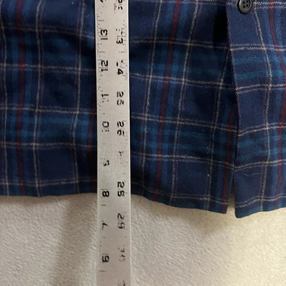 Vintage Pendleton Loop Collar Wool Shirt Men's Large Blue Plaid DAMAGED 60s 70s
